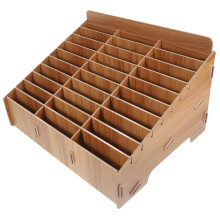 8Pcs Brown Wood Phone Storage Case Multi-Grid for Classroom and Office