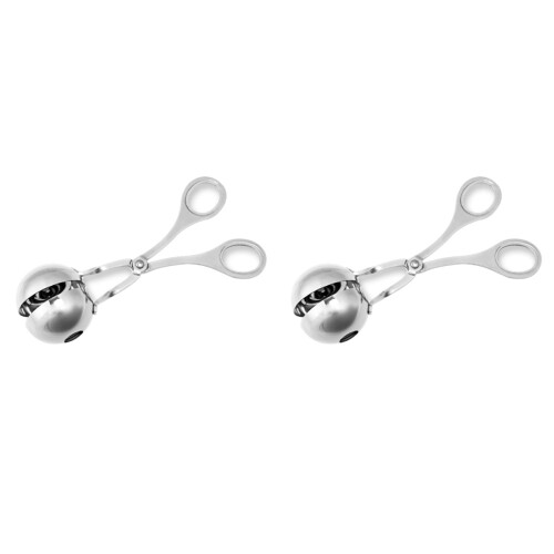 2Pcs Meatball Maker Stainless Steel Clip Silver Kitchen Tool Gadget 1