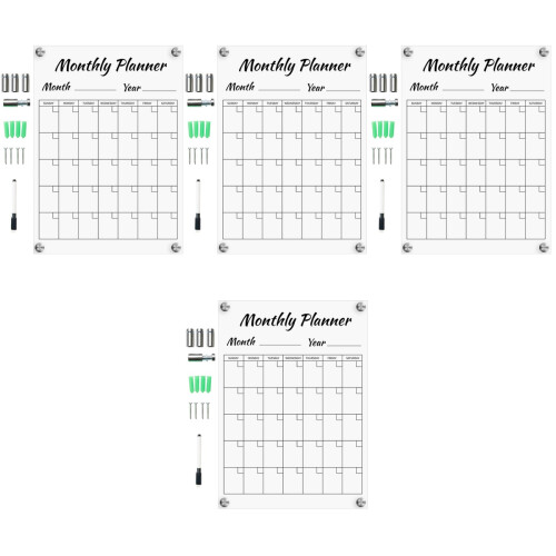 4Sets Transparent Acrylic Erasable Board for Home Message 2