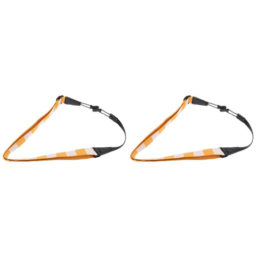 2Pcs Yellow Cloth Ukulele Belt Adjustable Double Hooks for Instruments 1