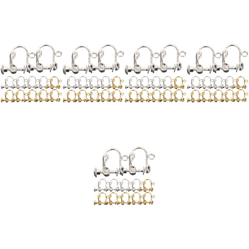 Set Of 5 Clips For Earrings Making Non-Pierced Setting Components 2