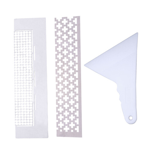 3Ensembles Règle Maillage Strass DIY Blanche Compacte