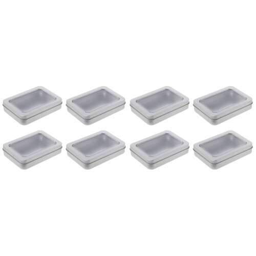 8St USB Flash Opslagdoos Tinplate Met Transparant Sleutelhouder 1