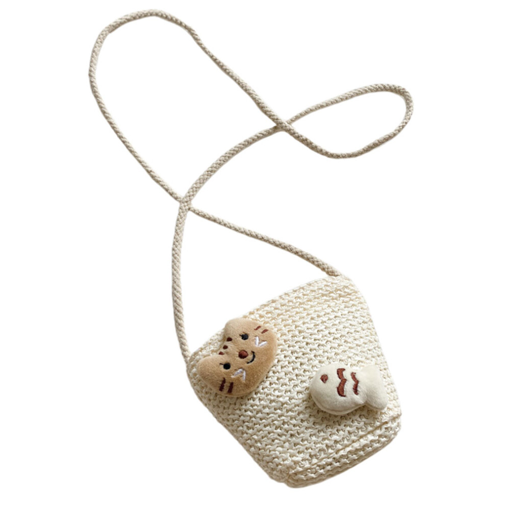 2St Beige Draagbare Stro Tasje Geschikt Strand-image