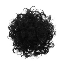 Messy Bun Hair Piece for Women, Volumizing Loose Curls with Quick Drawstring, Natural Black Elegant Updo