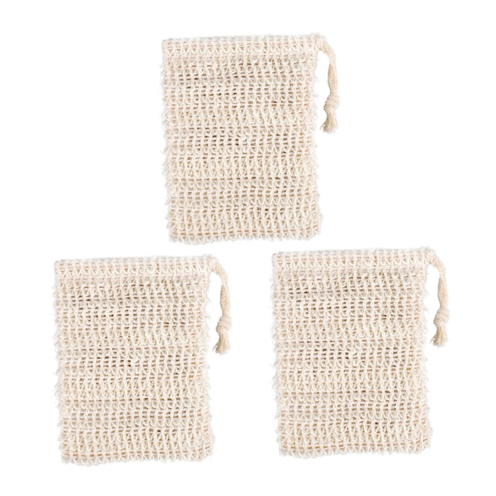 Soap Saver Bag Set, Natural Ramie Exfoliating Pouch with Drawstring for Rich Foam and Gentle Skin Care