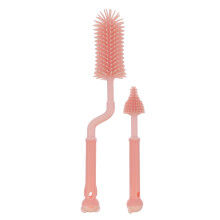 4St Duurzame Roze Babyflesborstels Met Silicone Zachte