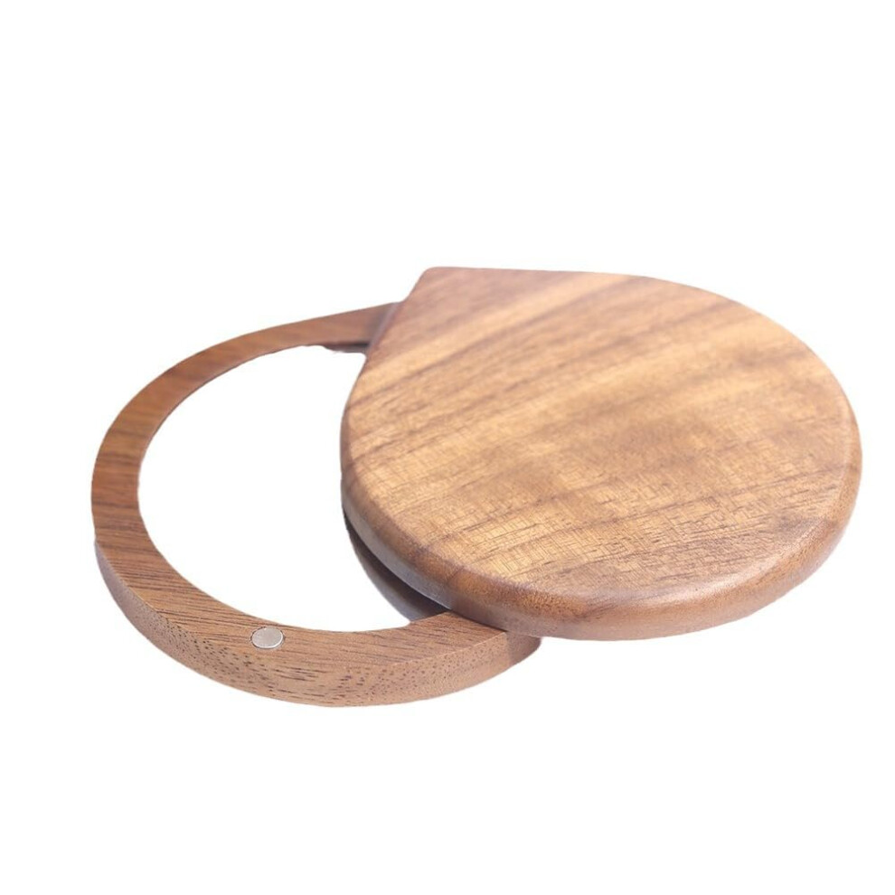 Handheld Makeup Mirror Compact Walnut Wood 360 Rotating Portable Travel Mirror Gift for Women