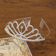 (As show, F) Crystal Kid Princess Tiaras Silver Rhinestone Queen Princess Crown Hair Accessories Wedding Party Bridal Crown Headband