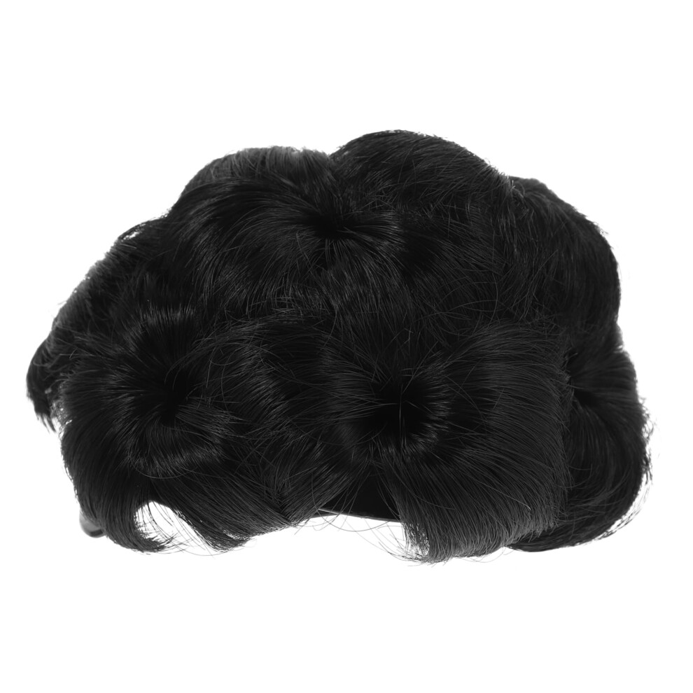 Synthetic Hair Bun Extension for Women, Hair Donut Chignon Clip for Brides, Natural Black