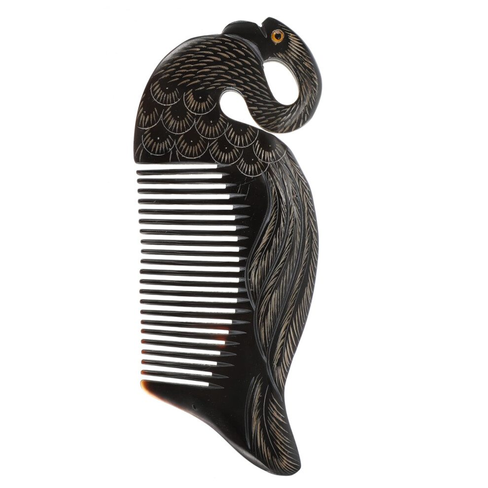 Ox Horn Hair Comb Black Natural Horn Massage Comb for Women Hair Styling and Scalp Care