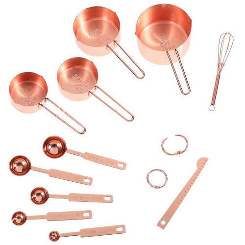 2Pcs Rose Gold Measuring Cups and Spoons for Baking Kitchen Use