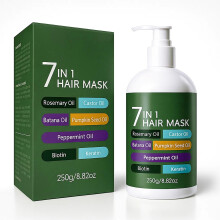 7 in 1 Keratin Biotin Hair Mask with Botanical Oils for Damaged Dry Frizzy Hair 8.8 Oz
