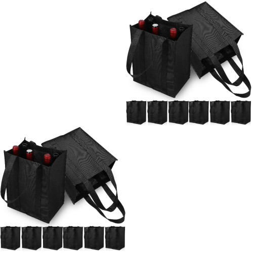 12Pcs Black Non Woven Bags with Divider 1