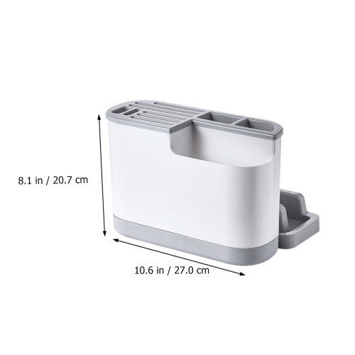 1Pc Open Design Grey Kitchen Cutlery Storage Rack PP Draining 1