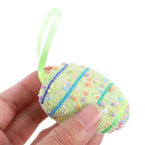 12pcs Easter Egg Easter Tree Decorations Foam Striped Egg Ornaments 1