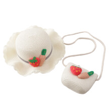 2Sets Wit Kids Beach Hat Zomerhoed Met Stro, Adorable Cross-Body