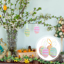 12pcs Easter Egg Easter Tree Decorations Foam Striped Egg Ornaments