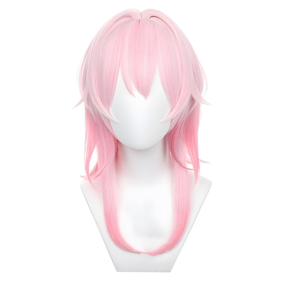 Cosplay Wig Heat Resistant Fiber with Adjustable Cap for Honkai Star Rail March 7th Costume Party