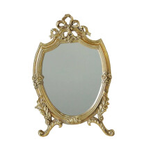 Vintage Gold Makeup Mirror with CrystalClear Reflection, Wall Mounted or Desktop Vanity Decor