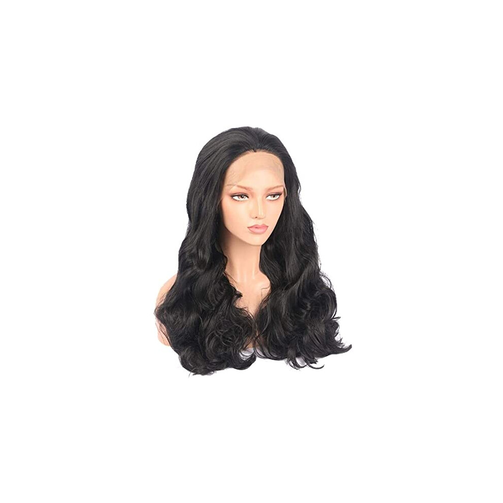 Unisex Brown Synthetic Lace Front Wig Long Curly Natural Wave Blonde Middle Part African Braid