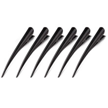 RustProof Metal Alligator Hair Clips with NonSlip Grip for Salon Styling, 6 Pcs Black