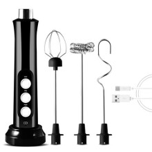 Elektrischer Milchaufschäumer – WIRLSWEAL – 3 Geschwindigkeiten – USB wiederaufladbar – 3 Arten von Köpfen