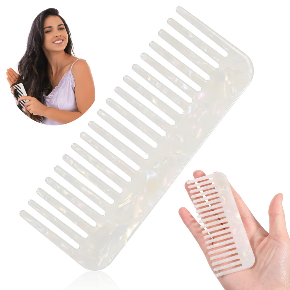 Unisex Wide Tooth Comb For Thick Curly Hair, Acetate Detangling Comb With Gentle Scalp Massage Finish