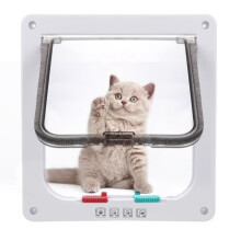 LUCKZON Kattenluik Magnetisch kattenluik met 4-voudig draaislot voor katten (S: 19 x 20 x 2,1 cm, wit)