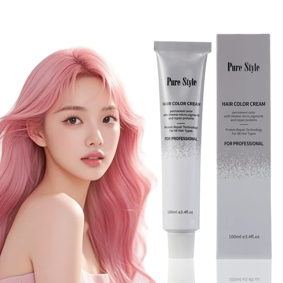 Pink,Cream Ammonia Pink Hair Dye, Long Lasting Permanent Color Cream With Full Gray Coverage And Natural Shine