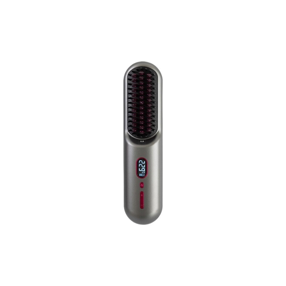Wireless Hair Straightener Brush Ceramic Ionic Cordless Comb for Travel Wet and Dry Hair Classic Gray