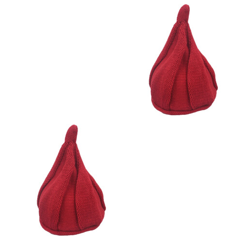 2Stk Kinder Strickmützen Winter Dunkelrot – Elastisch, Warm & 2