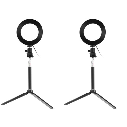 2Stk LED Ringlampe Schwarz 5-in-1 Self Light Mit Digitaler Anzeige 1