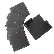 18Stk Quadratische PU Tischsets , Lederuntersetzer Wärmeschutz