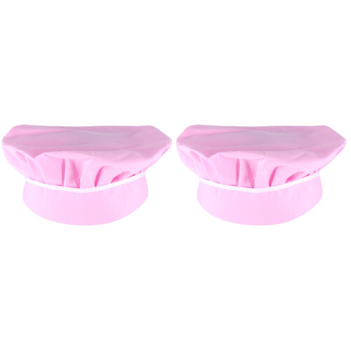 2Stk Schicke Arbeitskappe Pink Für Köchinnen 1