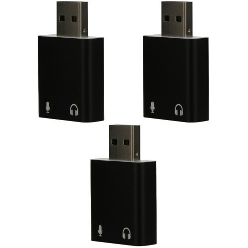 3Pièces Adaptateurs Stéréo USB Aluminium Noir 7.1 Son 3D Pièce 2