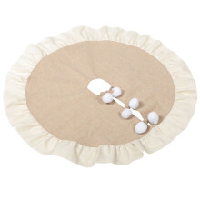 3Pcs Xmas Tree Skirts Beige Decorative Cloth for Home Xmas Decor