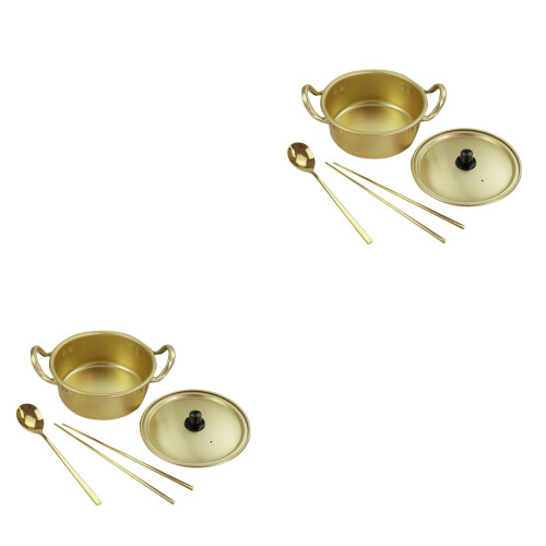 2Sets Golden Kitchen Ramen Cooker Multi-Function Korean Noodle Pot 2
