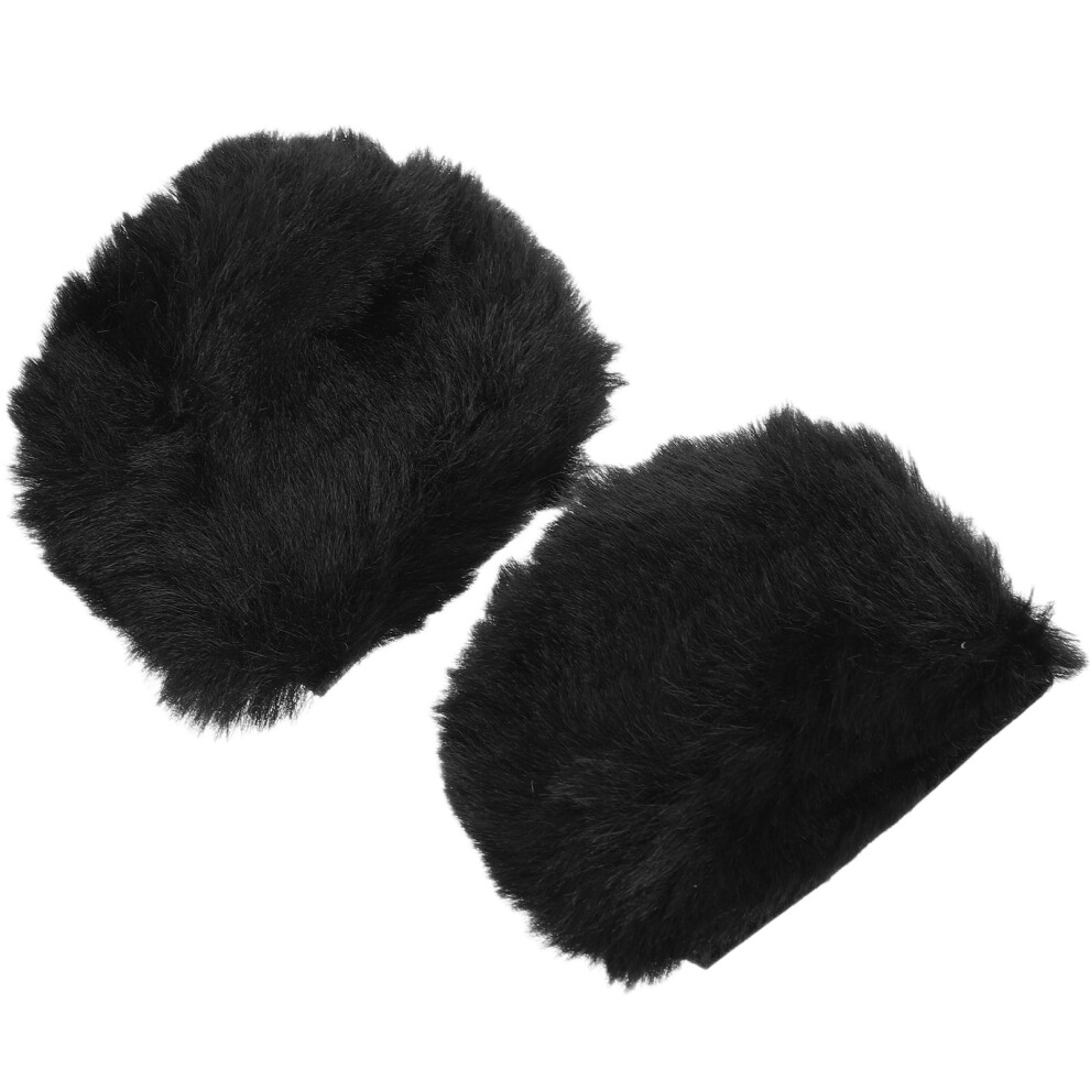 2Pairs Cute Plush Bear Ear Adorn Motorcycle Accessories Black 3623915562653