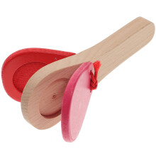 2Pcs Red Wooden Clappers Castanets Portable Musical Toys for Kids