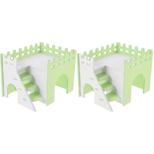 2Sets Light Green PVC Hamster Hideout House Durable Small Pet Hideaway 2