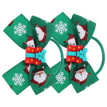 6Pcs Girls Hair Ropes Green Xmas Bow Hair Accessories Comfortable Fit