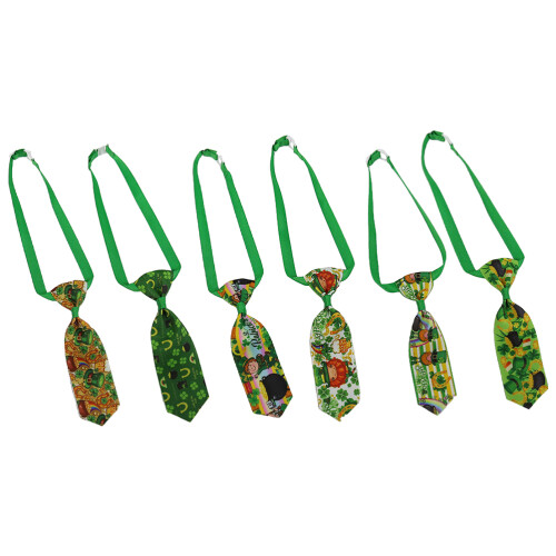 12Pcs Pet Tie Decor Assorted Colors St Patrick's Day Printed Neck Ties
