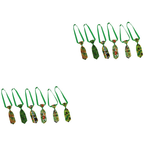 12Pcs Pet Tie Decor Assorted Colors St Patrick's Day Printed Neck Ties 2
