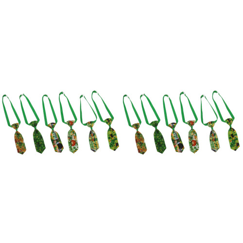 12Pcs Pet Tie Decor Assorted Colors St Patrick's Day Printed Neck Ties 1