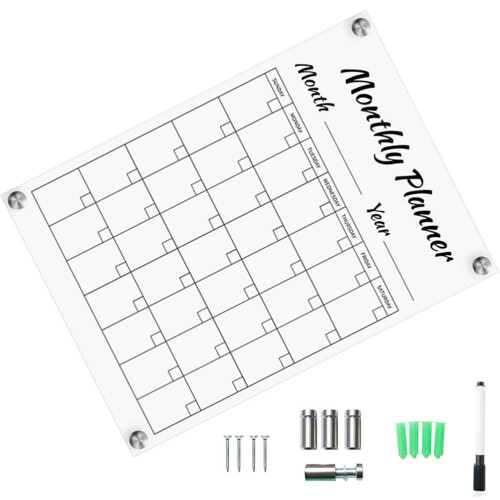 2Sets Clear Acrylic Wall-Mounted Memo Board for Home and Office Use