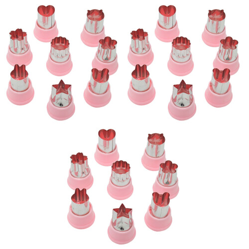 24Pcs DIY Pink Vegetable Fruit Cutters Cookie Molds 8 Assorted Shapes 2