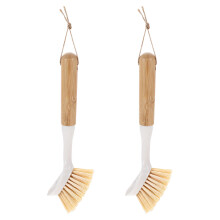 10Pcs Sturdy Wood & PP Bristle Wok Brush Plastic Kitchen Scrubber