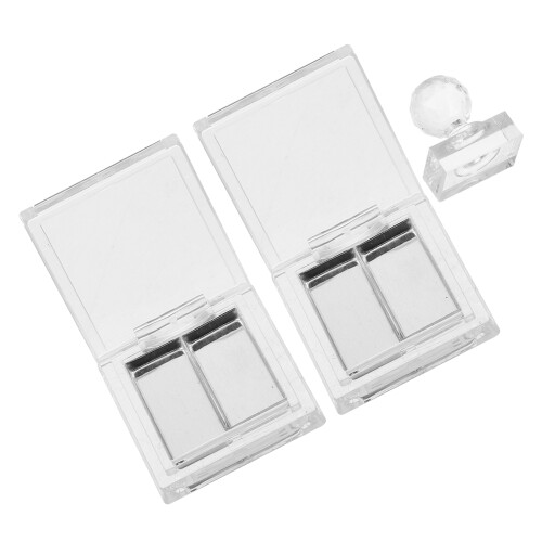 3Sets Plastic Aluminum DIY Empty Eyeshadow Palette Makeup Storage Box
