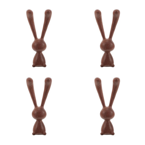 4pcs Easter Rabbit Statue Mini Wood Bunnies Decor 2
